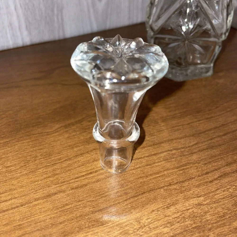 Anchor Hocking Star of David Clear Glass Vinegar Cruet And Stopper 8 Inches Tall